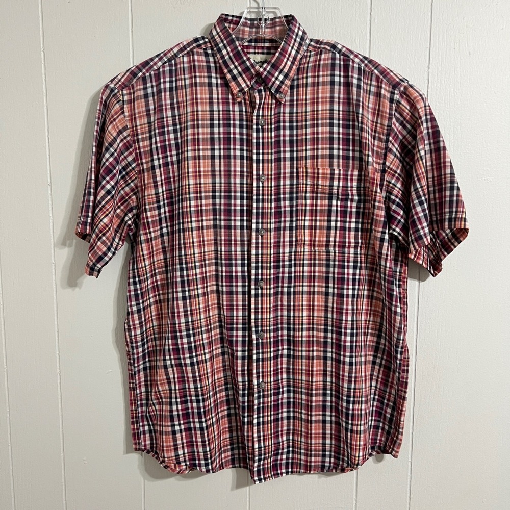 Wrangler Riata Shirt Mens L (40-44) Red‎ Plaid Short Sleeve Button Up Western